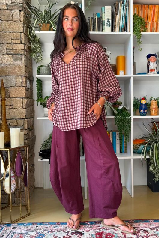 Vivienne Plaid Heathcliff Blouse Damson & Blush